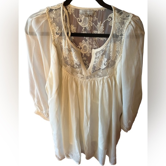 Cost Plus World Market Tops - World Market l/xl ivory‎ lace peasant top with attached cami top. 100% viscose.